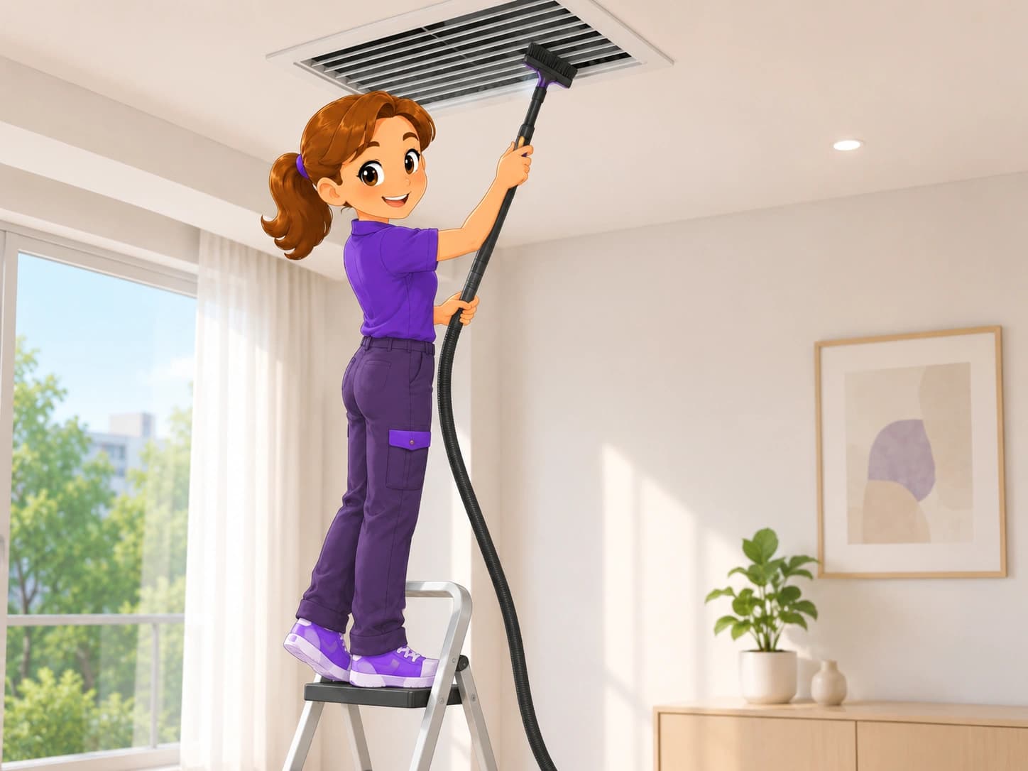 Professional AC duct cleaning in an Abu Dhabi home